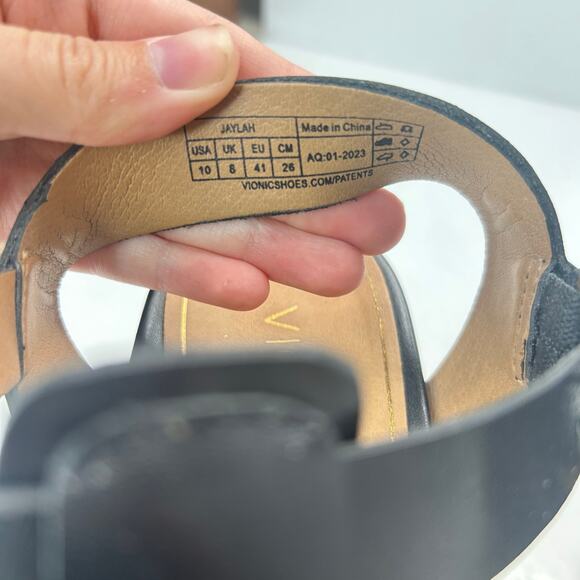 Vionic Jaylah Leather Wedge Platform Sandals Black Women's 10M Tried on - Picture 9 of 10